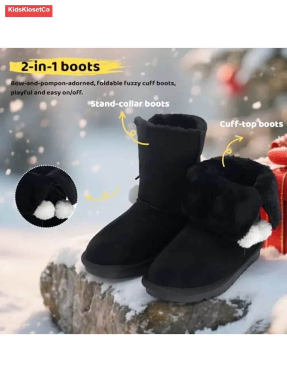 Girls Winter Snow Boots Fashion Ankle Booties for Toddler Kids
